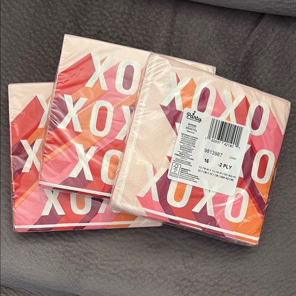 $sale$ Party Impressions Pink and Orange XOXO Napkins 3 pack!